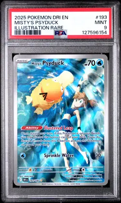 2025 POKEMON DRI EN-DESTINED RIVALS ILLUSTRATION RARE #193 MISTY'S PSYDUCK PSA 9 - Image 1