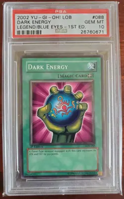 Yugioh Legend of Blue Eyes (LOB) 1st Edition Dark Energy PSA 10 - Image 1