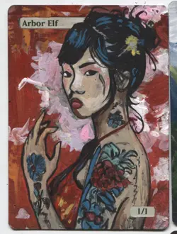 arbor Elf MTG Altered art MAGIC Hand Painted Card Commander - Image 1