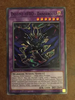 Destiny Hero Dangerous SGX1-ENB21 Yugioh Trading Card Speed Duel Academy - Image 1