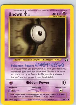 Pokemon TCG Unown [I] Neo Discovery 68/75 Unlimited Common Card WOTC NM - Image 1