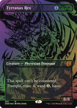 Borderless Oil Slick Foil TYRRANAX REX 1x Magic Phyrexia All Will Be One MTG NM - Image 1