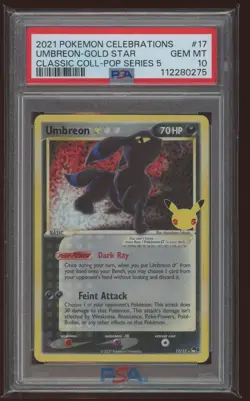 2021 Pokemon Celebrations Classic Collection #17 UMBREON GOLD STAR PSA 10 graded - Image 1