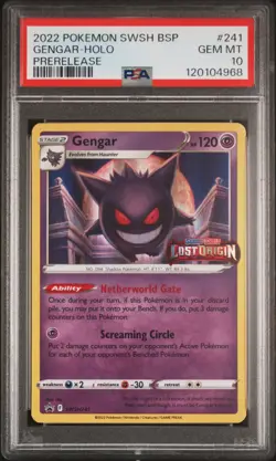 2022 POKEMON SWSH BLACK STAR PROMO PRERELEASE #241 GENGAR-HOLO PSA 10 - Image 1