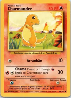 Charmander Portuguese Pokemon Base Set 46/102 1999 - Image 1