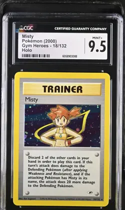 CGC 9.5 MINT+ Misty 2000 Gym Heroes 18/132 Holo Pokemon Card - Image 1