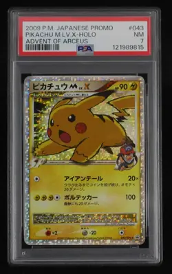 PSA 7 Pokemon Card Pikachu M LV.X 043/DPt-P Holo Japanese Advent Of Arceus Promo - Image 1