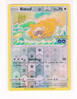 ~ESP~ SPANISH Bidoof Ditto Unpeeled 059 Pokemon Go Pokemon Card (G4) - Image 1