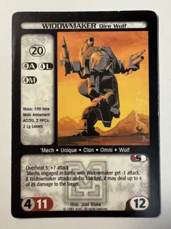 1997 Battletech CCG - Widowmaker Dire Wolf RARE. Hard To Find Card. - Image 1