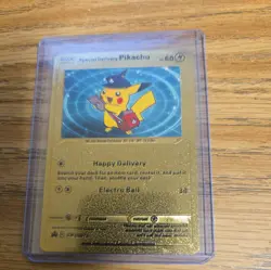 Pokemon Gold Foil Fan Art Card Special Delivery PIKACHU 60HP SWSH074 - Image 1