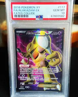 2016 POKEMON XY FATES COLLIDE #117/124 ALAKAZAM EX FULL ART PSA 10 GEM MINT - Image 1