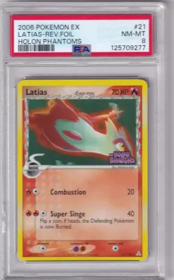 2006 Pokemon EX Latias-Rev. Foil Holon Phantoms 21/110 PSA NM-MT 8 - Image 1