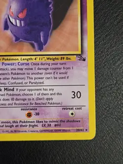 Gengar 20/62 Non Holo Fossil Pokemon TCG LP - Image 5