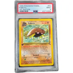 1999 Pokemon Fossil Kabuto 1st Edition #50 PSA 9 Mint 5355 - Image 1