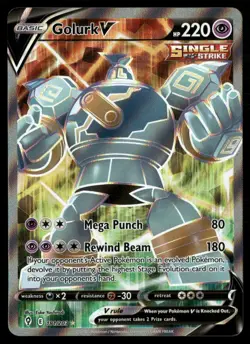 Golurk V (Full Art) Ultra Rare SWSH07: Evolving Skies 181/203 NM Pokemon TCG - Image 1