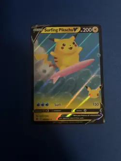Pokemon TCG Surfing Pikachu V 008/025 Celebrations Full Art Ultra Rare Holo - Image 1