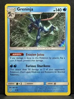 Pokemon TCG Greninja Holo Rare Card Detective Pikachu 9/18 MP - Image 1
