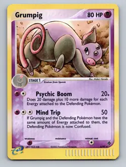 Grumpig 6/97 EX Dragon Reverse Holo Rare 2003 Vintage Pokemon TCG Card NM - Image 1