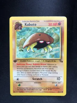 Kabuto 50/62 First Edition Fossil Pokemon Card - ORIGINAL Single lifetime owner - Image 1