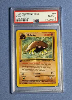 Pokemon TCG Kabuto Fossil 1st Edition PSA 8 - Image 1