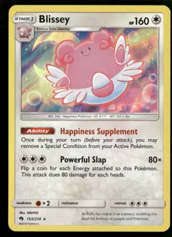 Blissey Holo Rare SM - Lost Thunder 153/214 NM Pokemon TCG - Image 1