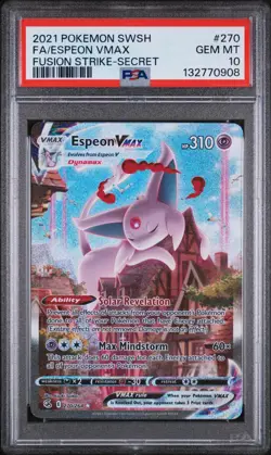 Espeon Vmax (Alt Art) 270/264 SWSH: Fusion Strike Pokemon TCG PSA 10 GEM MINT - Image 1