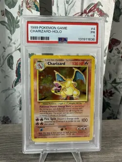 Pokemon Charizard Base Set Holo 4/102 Pokemon 1999 Unlimited PSA 1 - Image 1