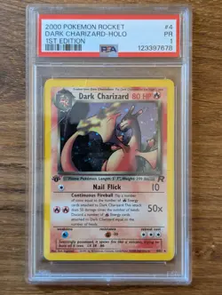 2000 Pokemon Team Rocket 1st Edition PSA 1 Dark Charizard Holo #4 WOTC - Image 1