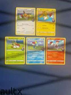 Pikachu Sobble Scorbunny Eevee Grookey On The Ball Pokemon Futsal Promo NearMint - Image 1
