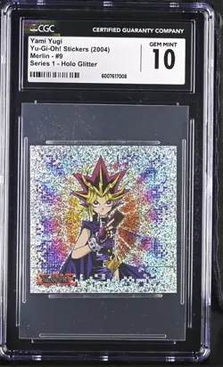 Yugioh Yami Yugi #9 Merlin Holo Glitter Sticker Vintage CGC 10 Gem Mint Series 1 - Image 1