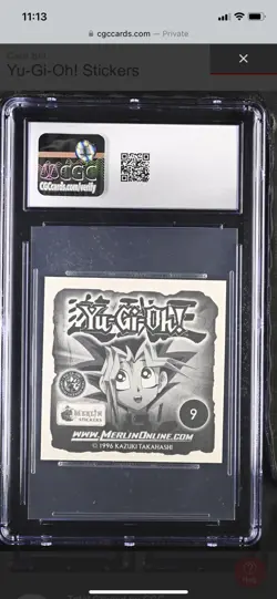 Yugioh Yami Yugi #9 Merlin Holo Glitter Sticker Vintage CGC 10 Gem Mint Series 1 - Image 2