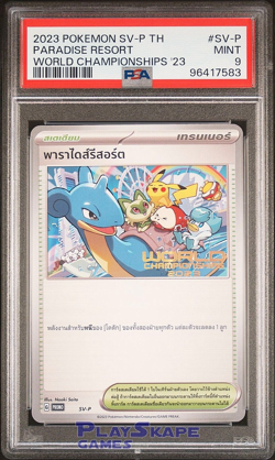 Pokemon Card PSA 9 Paradise Resort THAI Promo SV-P World Championships 23 2023 - Image 1