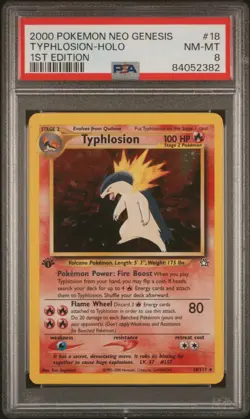 2000 Pokemon Typhlosion Neo genesis Holo Rare 18/111 1st Edition PSA 8 - Image 1
