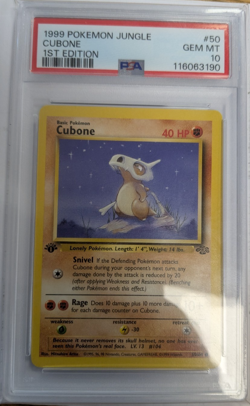 1999 POKEMON JUNGLE 1ST ED #50 CUBONE PSA 10 - Image 1