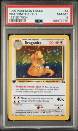 Pokemon TCG - Dragonite 4/62 Fossil Holo Rare 1st Edition - PSA 8 - Image 1
