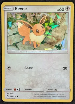 Eevee 2018 Lost Thunder Cracked Ice Holo Promo Pokemon Card 155/214 (NM) - Image 1