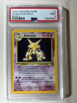 2000 POKEMON BASE SET 2 #1 ALAKAZAM-HOLO PSA 9 With DBL SWIRL?? - Image 1