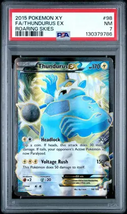 PSA 7 NM 2015 POKEMON XY ROARING SKIES #98 FULL ART THUNDURUS EX - Image 1