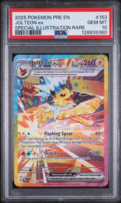 2025 POKEMON PRISMATIC EVOLUTIONS SPECIAL ILLUSTRATION RARE JOLTEON EX PSA 10 - Image 2