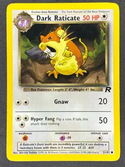 Pokemon Dark Raticate 51/82 TR Team Rocket Unlimited LP/NM - Image 1