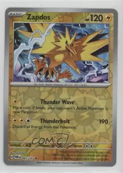 Zapdos Reverse Foil Pokemon Scarlet & Violet: Twilight Masquerade TWM #065 - Image 1