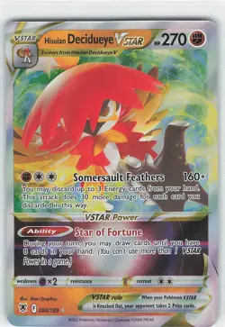 Hisuian Decidueye VSTAR 084/189 Astral Radiance Ultra Rare Pokemon TCG NM/MINT - Image 1