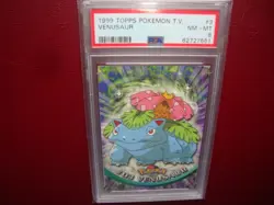 1999 Topps Pokemon T.v. Venusaur card 3 blue Logo 1st Print Psa 8 nm/mint - Image 1