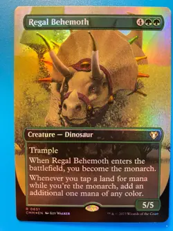 MTG 1x FOIL BORDERLESS Regal Behemoth 651 Commander Masters Magic the Card x1 NM - Image 1