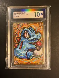 Pokemon Chinese Comic Art card Metal slab Totodile Full Art Holo Rare TCG Graded - Image 1