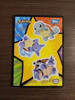 Pokemon Topps Sticker Card! Squirtle, Wartortle, Blastoise! Blue Logo! Puzzle! - Image 1