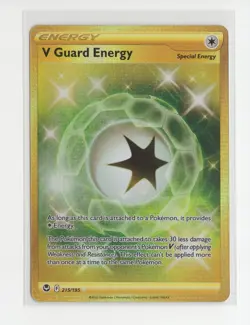 Pokemon TCG V Guard Energy 215/195 Secret Rare Full Art Holo Silver Tempest Nm - Image 1