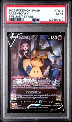 PSA 9 MINT Mimikyu V TG16 Brilliant Stars Trainer Gallery 2022 Pokemon Card - Image 1