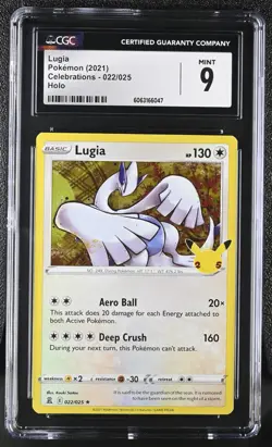 Pokemon Card LUGIA Holo Rare #022 Sword & Shield Celebrations CGC 9 MINT - Image 1