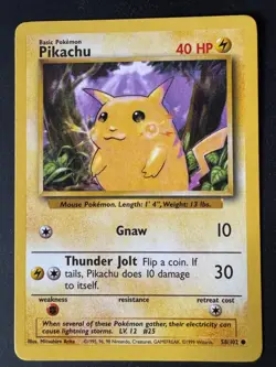 Pikachu Pokemon Card Common Base Set - 38/102 1999 - Image 1